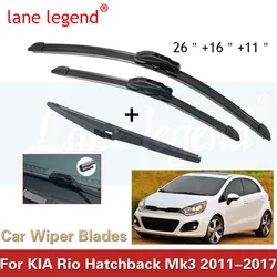 For KIA Rio Hatchback Mk3 Front Rear Wiper Blades Brushes Cutter Accessories J U Hook 2011-2017 2012 2013 2014 2015 2016 2017