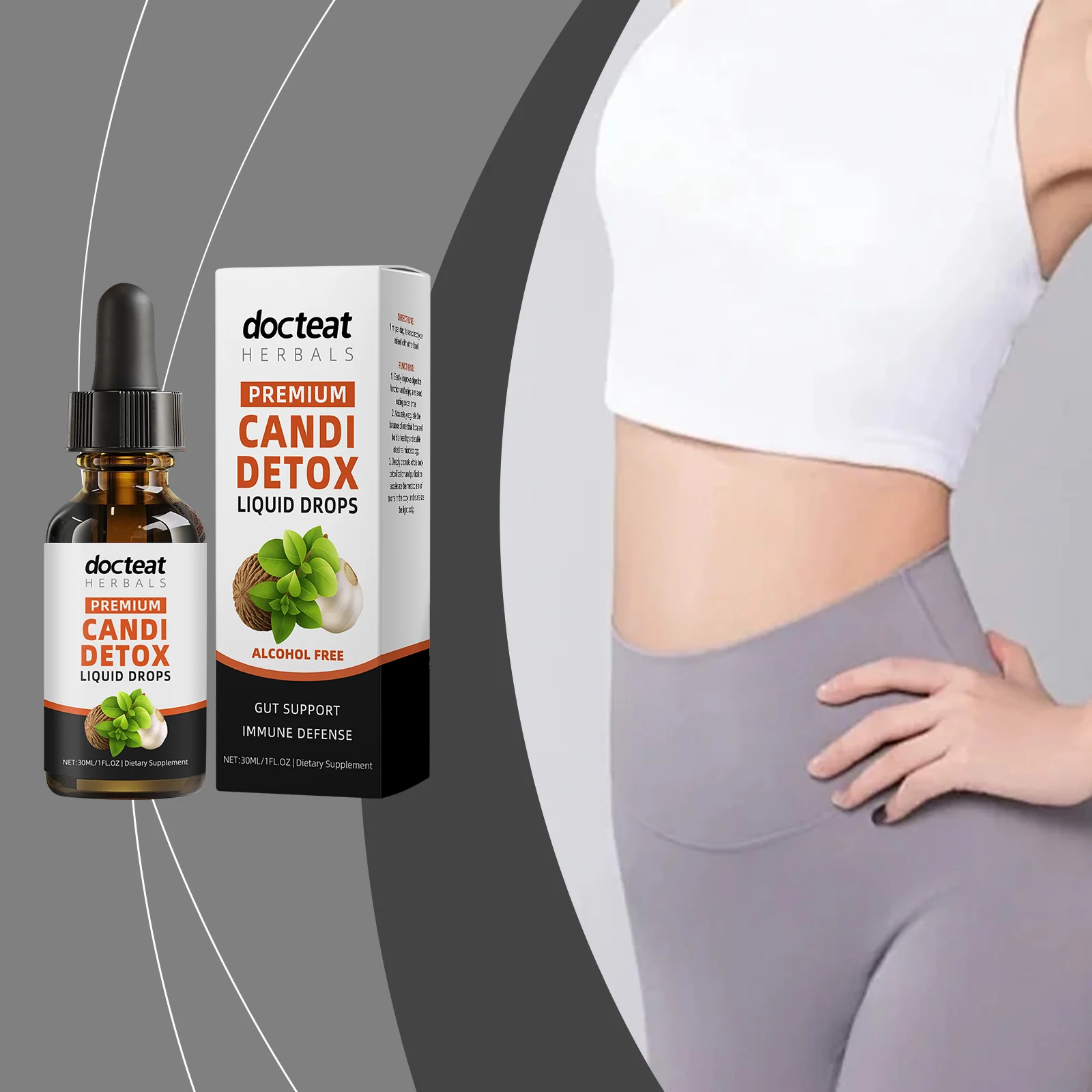 كانديدا كلينز ديتوكس للنساء والرجال - قطرات زيت الأوريجانو العضوية، حمض الكابريليك، الجوز الأسود، مكملات دعم كاندي من خشب الشيح