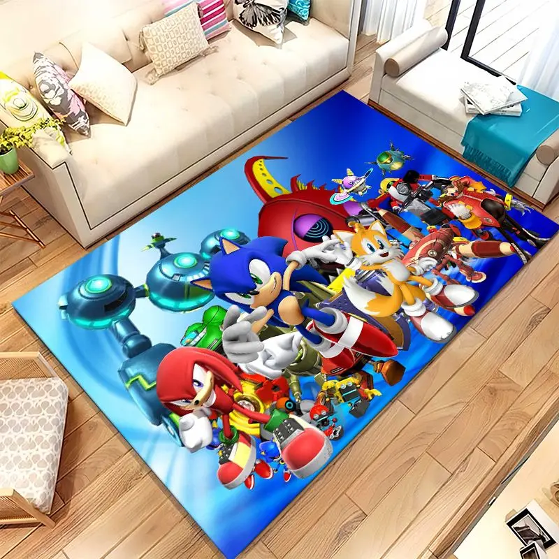 Cartoon S-Sonic Rings K-Knuckles Game Soft Non-Slip Area Rug for Living Room,Bedroom Playroom Carpet Mat for Sofa,Home Decor