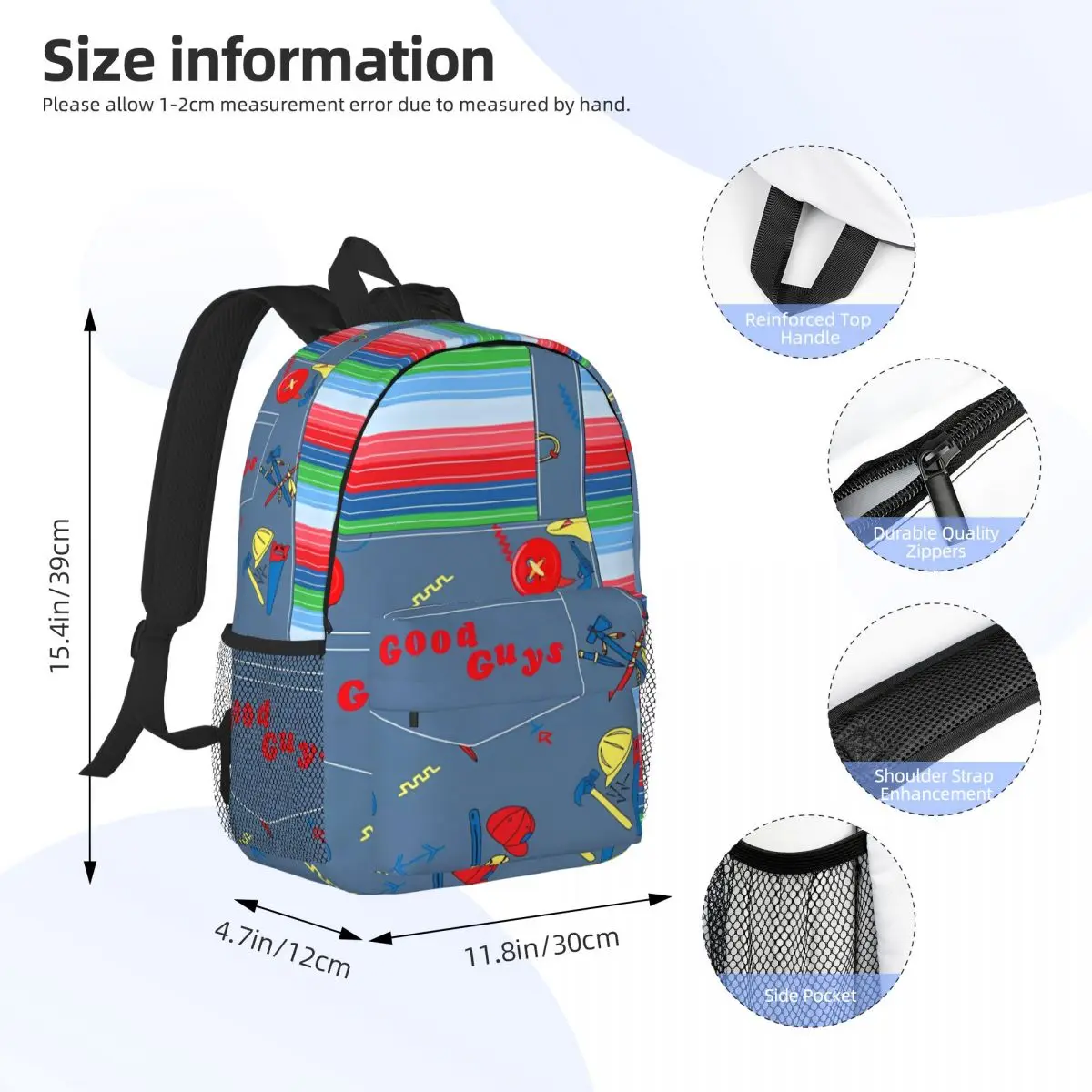 Flat,599x599,090 New Fashionable Pattern School Bag Print Lightweight Backpack 15inch