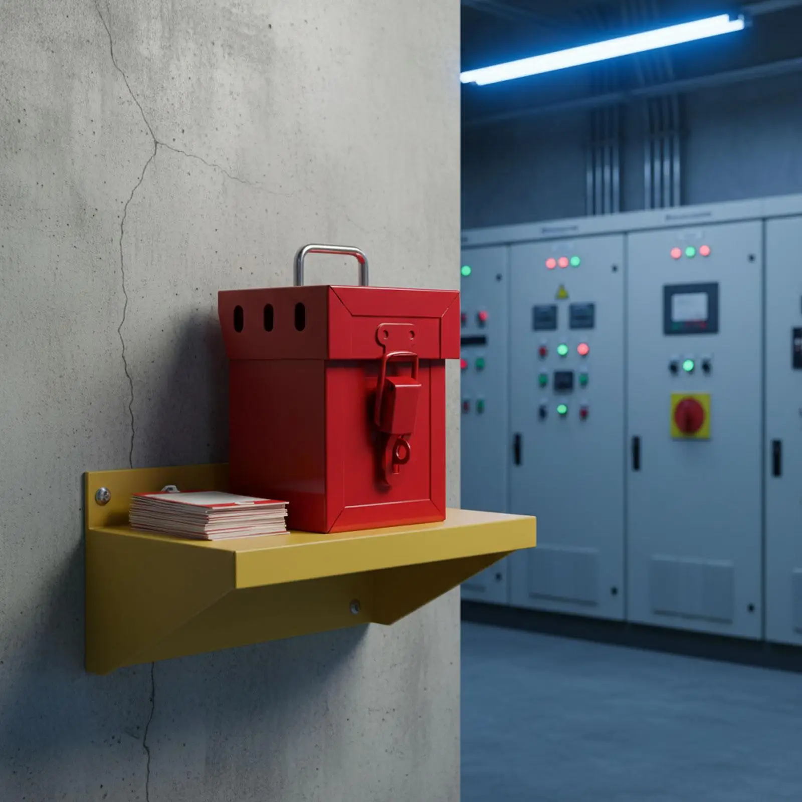 Premium Lockout Tagout Group Lock Box Red Iron Security Padlock Box for Multiworker Safety Management