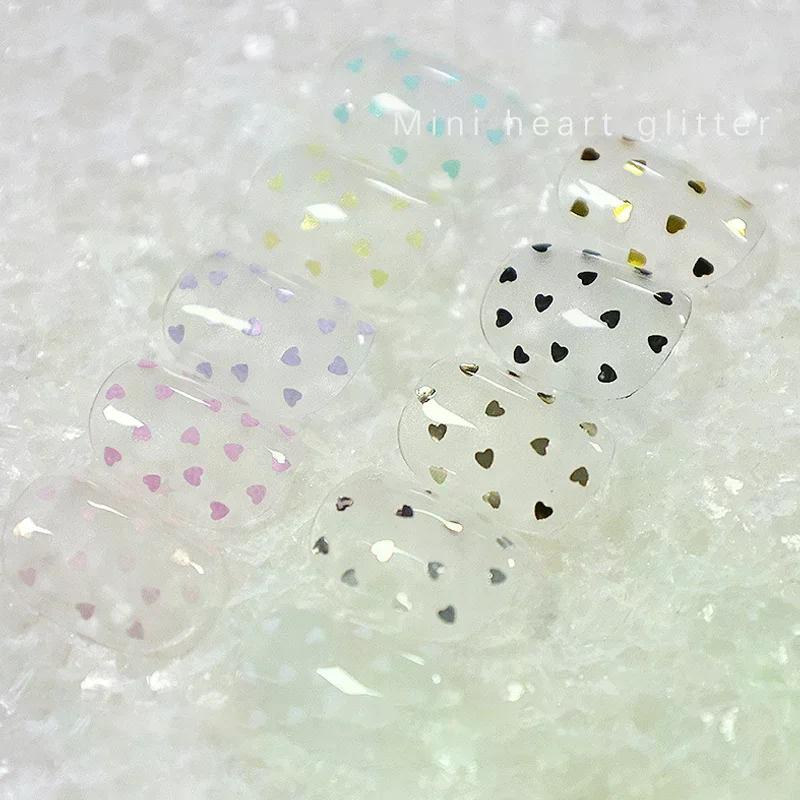 1병 1mm 미니 반짝이는 사랑 네일 글리터 반짝이는 하트 네일 장식 네일 살롱 디자인 귀여운 액세서리 DIY 네일 아트 디자인