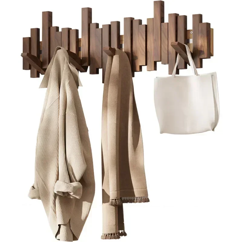 Piano key hanger, solid wood wall hanging hook, bedroom entrance, free perforation after entering the door, coat rack