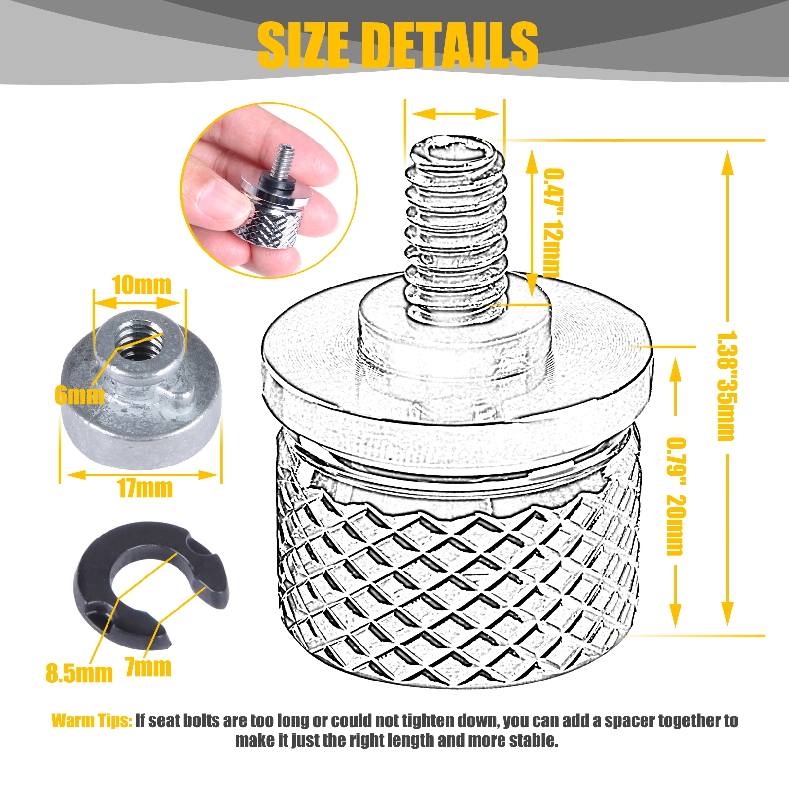 Motorcycle 1/4" Universal Rear Seat Bolt Fender Bolts Screw For Harley Sportster Touring Road King Dyna Street Glide 1996-2016 - Image 2