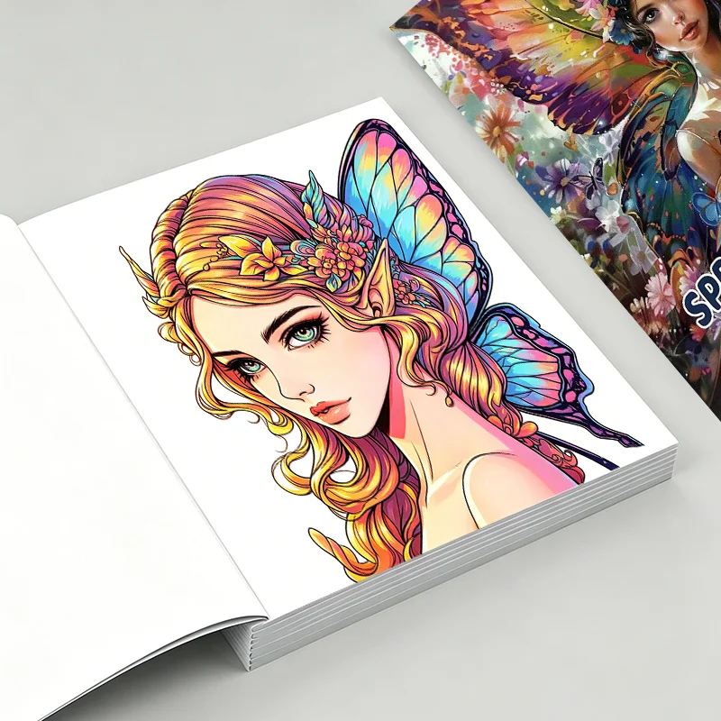 Livre de coloriage féerique enchanté de 24 pages, livre de coloriage artistique relaxant pour adultes avec des motifs complexes de fées magiques