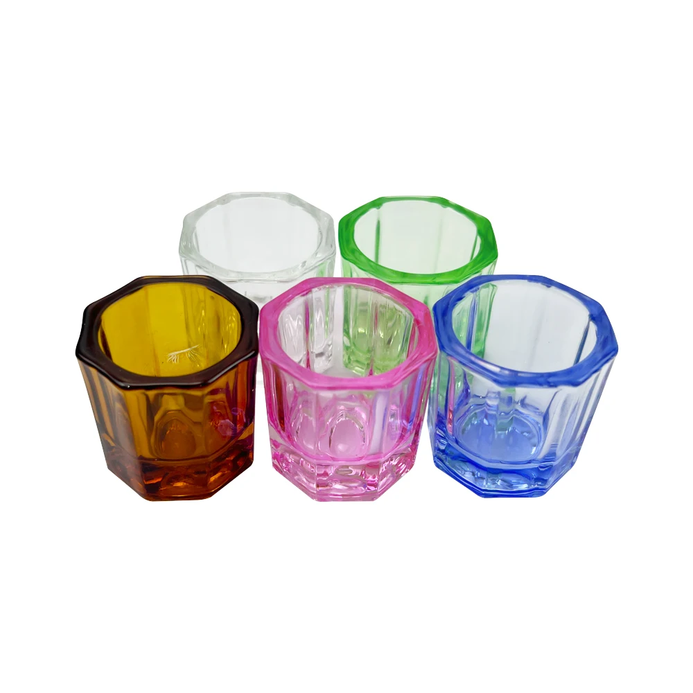 10Pcs/Pack Dental Mixing Bowls Glass Dappen Dishes Tiny Mixing Bowl Octagonal Mixing Cups Glassware Household Dentist Container