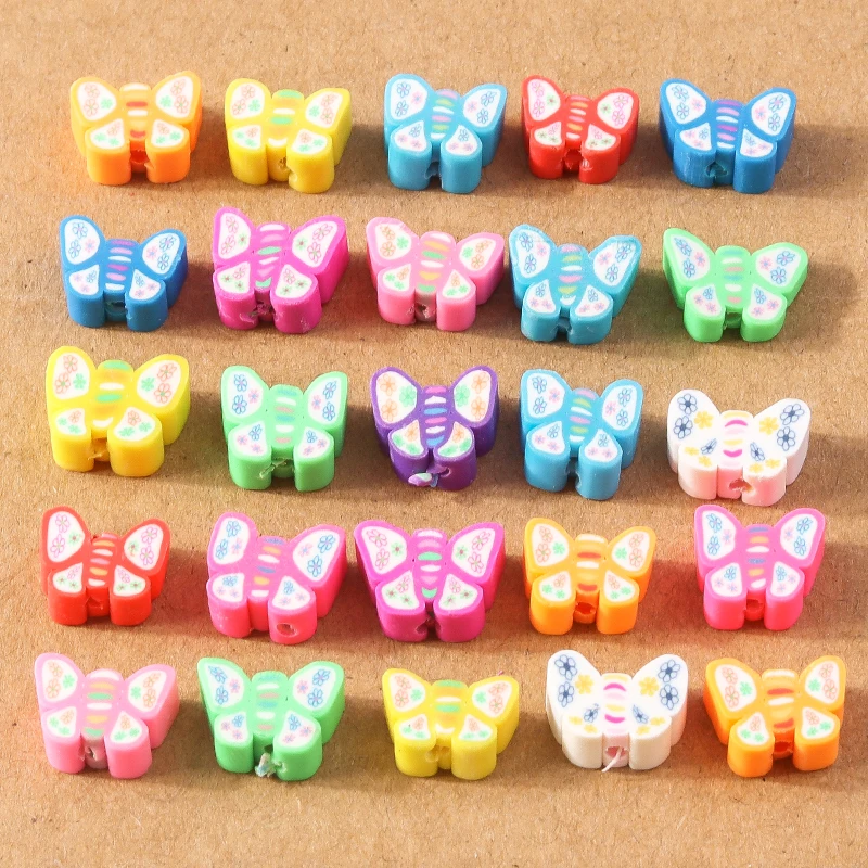 50 Stück Gemischte Blumen-, Frucht- und Tier-Polymer-Clay-Perlen, lose Abstandhalterperlen für Schmuckherstellung, DIY Armband- und Halsketten-Zubehör – Detail 6