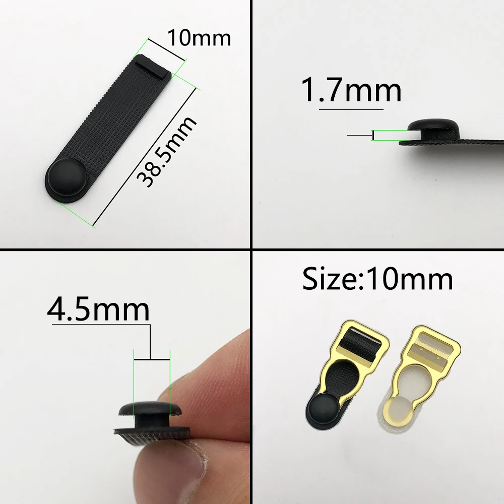 Ersatz-Kunststoffteile, Strumpfband-Clips, Filmreparatur, Aufhängeschnalle, schwarz, transparent, klares Gummi – Detail 1