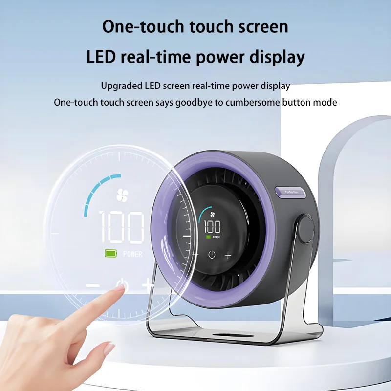 

2025 New Desktop Fan 100-Speed Turbo Table Fan With LED Digital Display Low Noise Rechargeable Long-Lasting Battery For Office