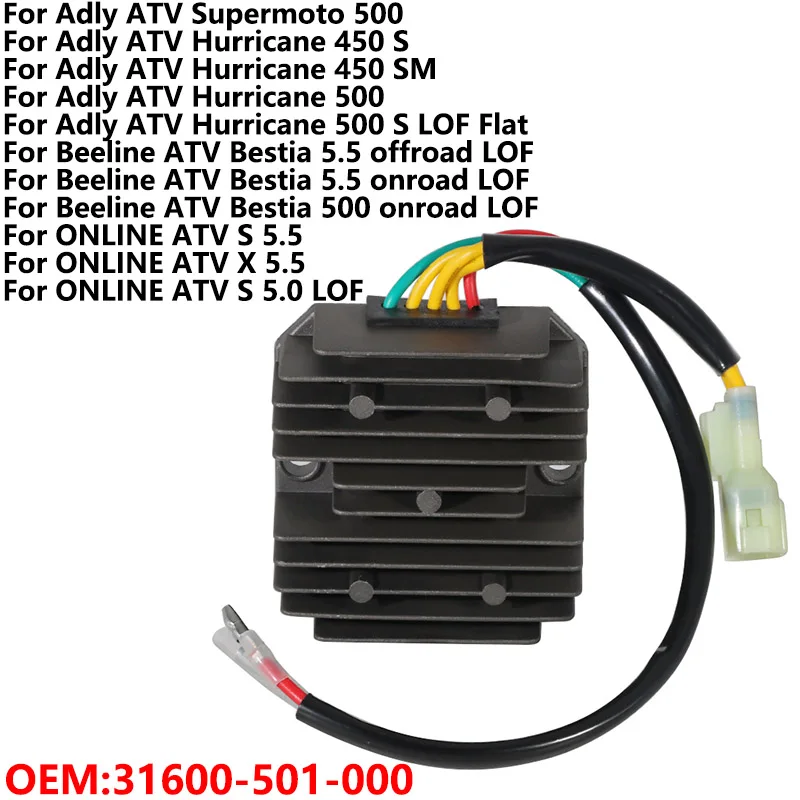 Voltage Regulator Rectifier For Adly ATV Supermoto 500 Hurricane 450 S SM 500 31600-501-000 for Beeline ATV Bestia 5.5 500
