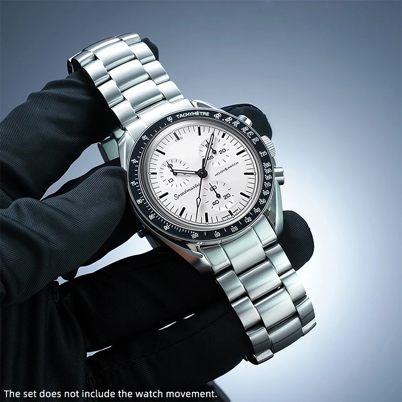 Stainless Steel Moon Watch Case Mod Kit for SWATCH & OMEGA Moonswatch 42mm Dial Metal Case Bracelet Watch Accessories NO Movemen