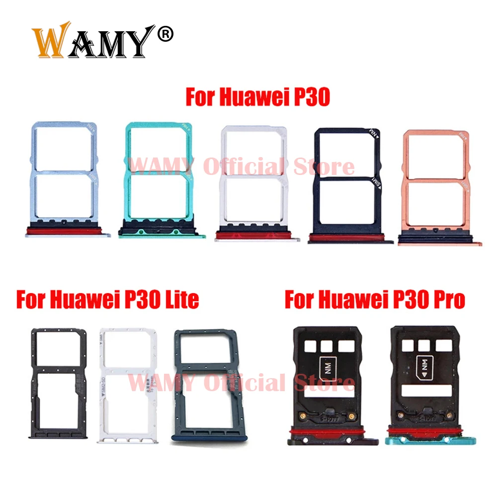 WAMY New SIM Card Tray Holder Slot Adapter Socket Dual SIM For Huawei P30 P30 Pro P30 Lite Replacement Parts