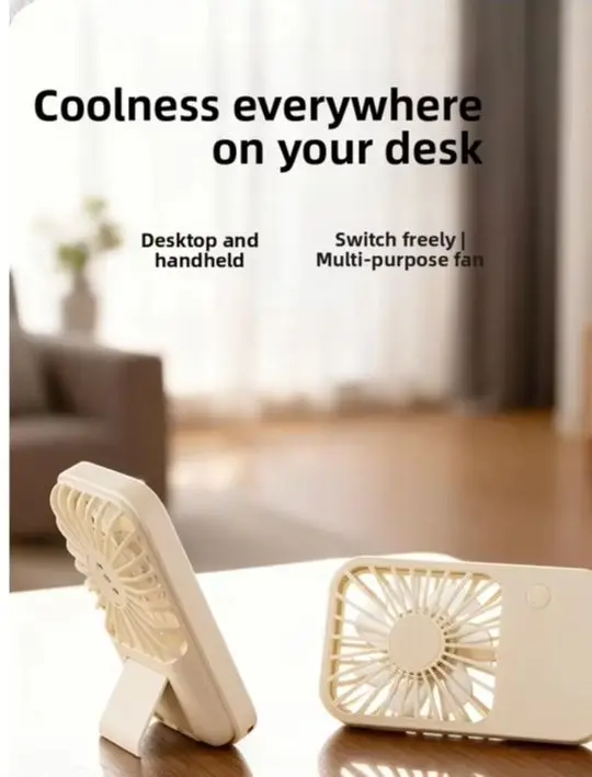 Rechargeable Pocket Fan with 6 Blades 3 Speed Settings and 180 Degree Airflow Optimization for Daily Cooling Needs