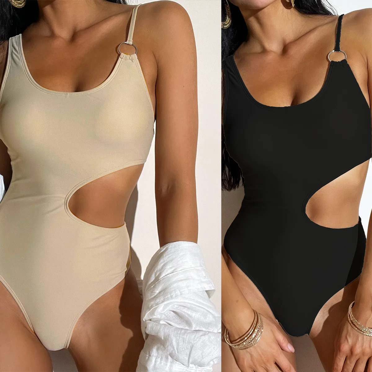 Nouveau Maillot de bain serré de couleur unie pour femmes, Sexy, ajouré, Style Ins