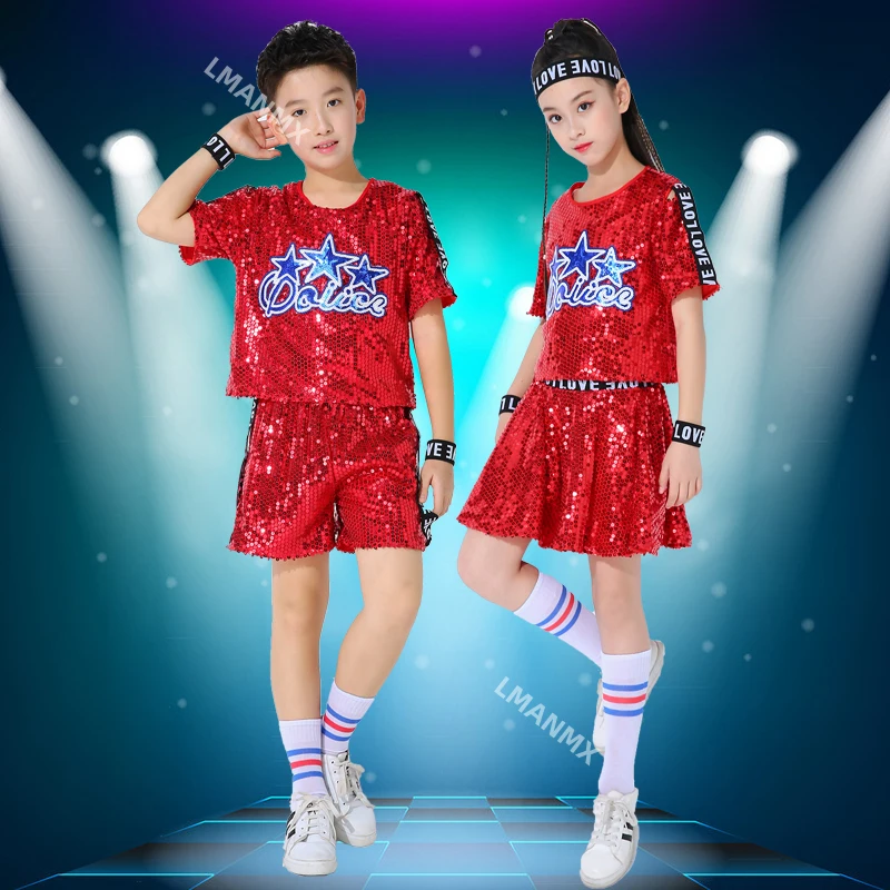 Traje de actuación de porristas para niños, traje de danza moderna de baile callejero, disfraz de actuación de danza jazz