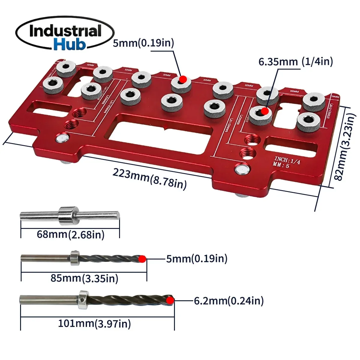 1 Set Handle Pitch Punch Hole Locator, Shelf Pin Drilling Guide Jig,Aluminum Pocket Hole Jig Kit,Straight Hole Drilling Template