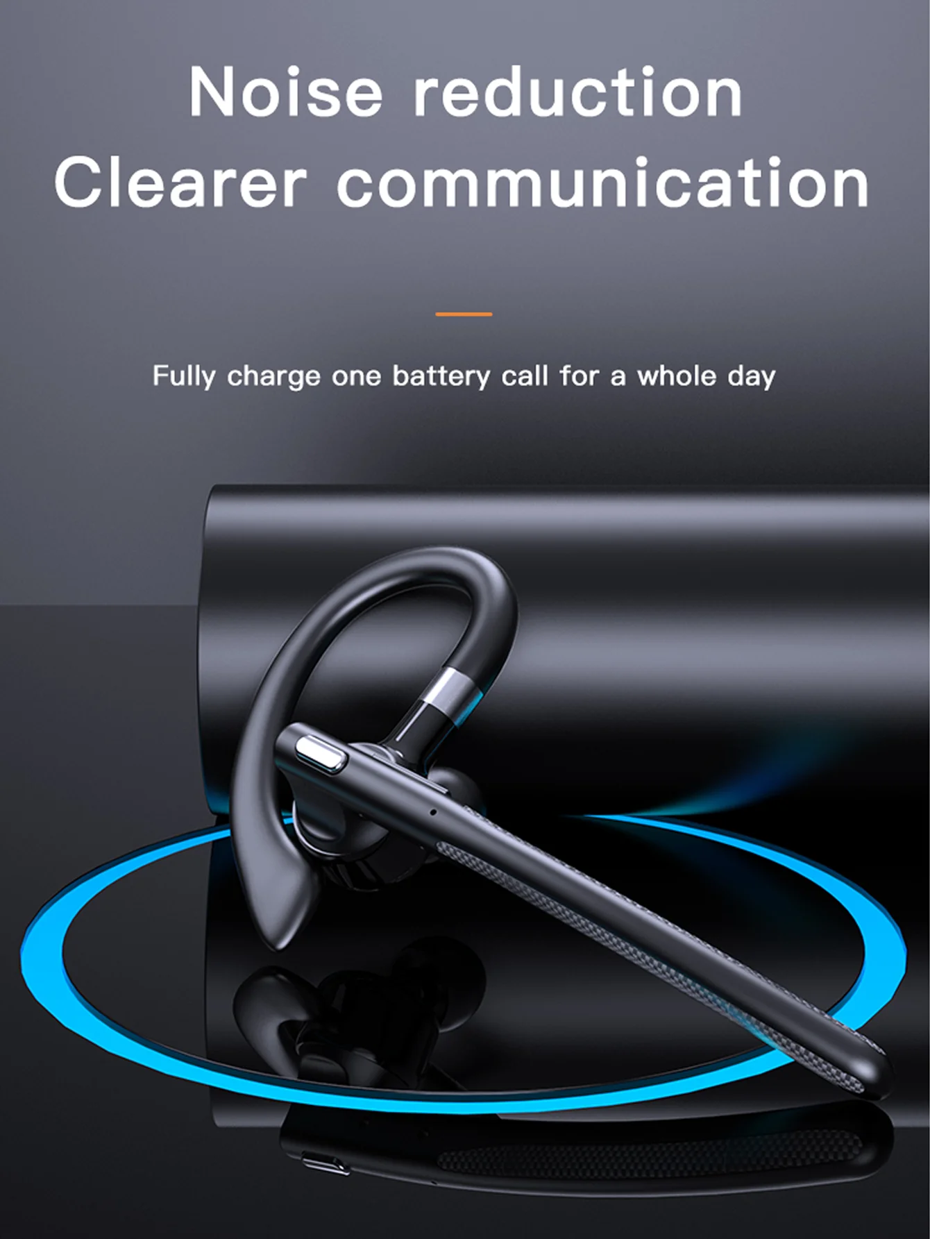 Auriculares Inalámbricos con Estuche de Carga, Auriculares Bluetooth Empresariales con Micrófono, Control por Botones, Auriculares de Una Sola Oreja para Deporte/Conducción