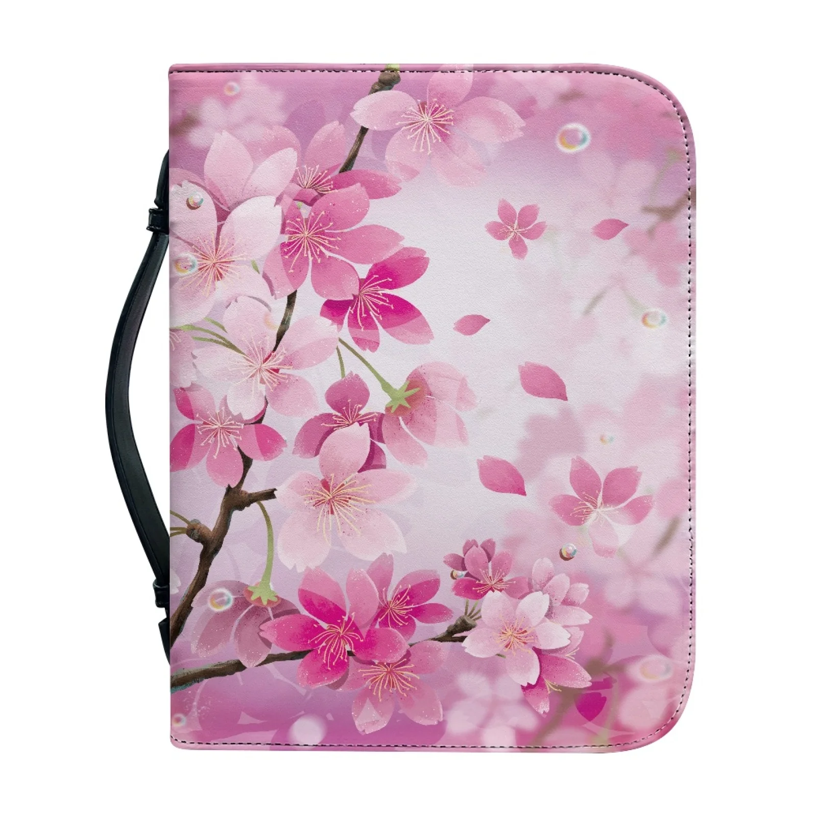 XIXIRIMIDO Cherry Blossom Bible Cover PU Leather Large Capacity Carrier Book Holder Case for Church New Design