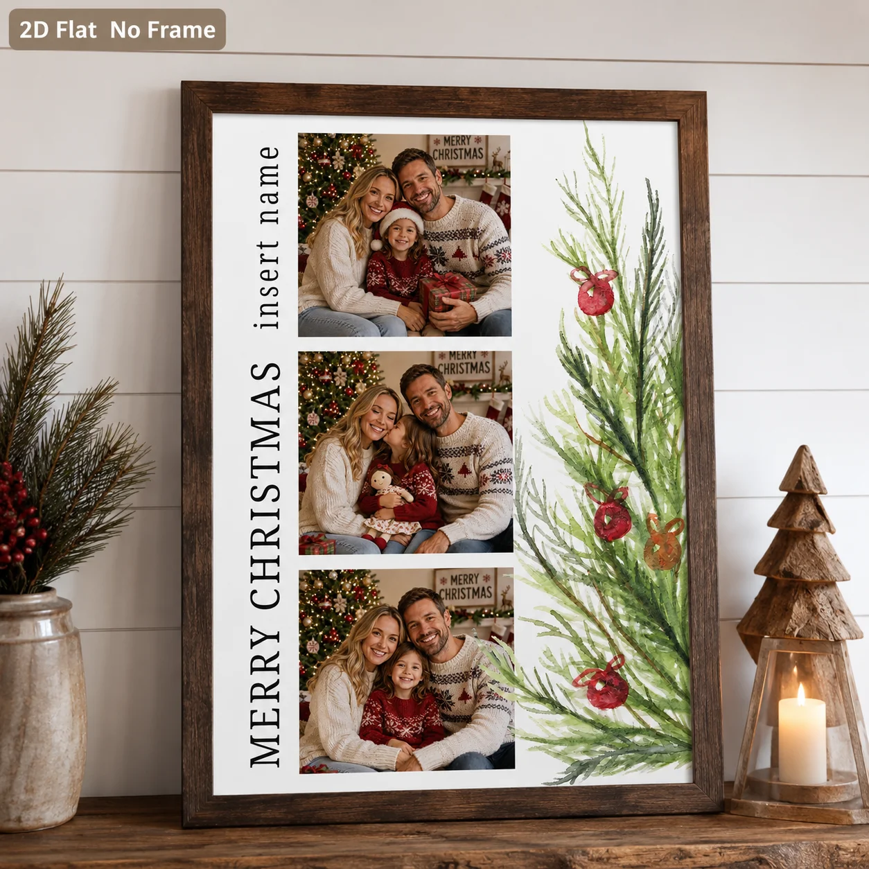 Christmas Personalized Family Photos Custom Pet Posters Photo Collage Wall Art Winter Canvas Printing Custom Names Holiday Gifts