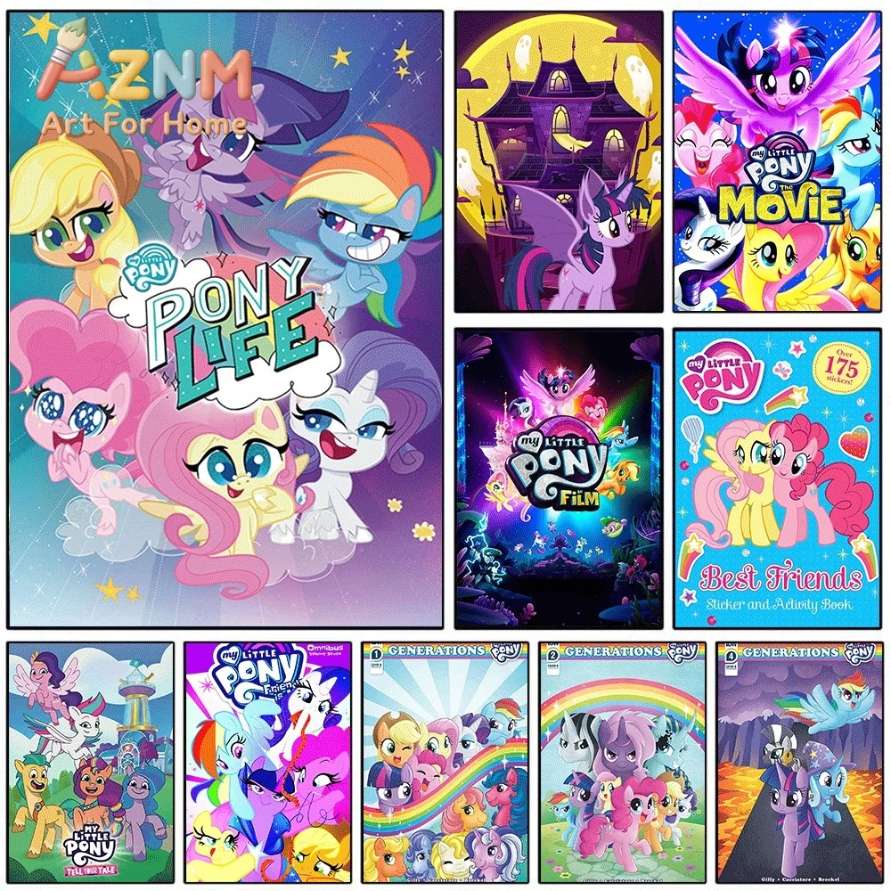 My Little Pony Pony Life Movie Poster Canvas Painting Frameless Wall Art Print Home Bedroom Living Room Cartoon Wall Decor Art