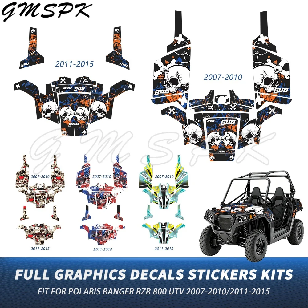 UTV Full Fairing Graphics Decals Sticker Kit Fit for POLARIS Ranger RZR 800 2007-2010 2011 2012 2013 2014 2015 Number Customized