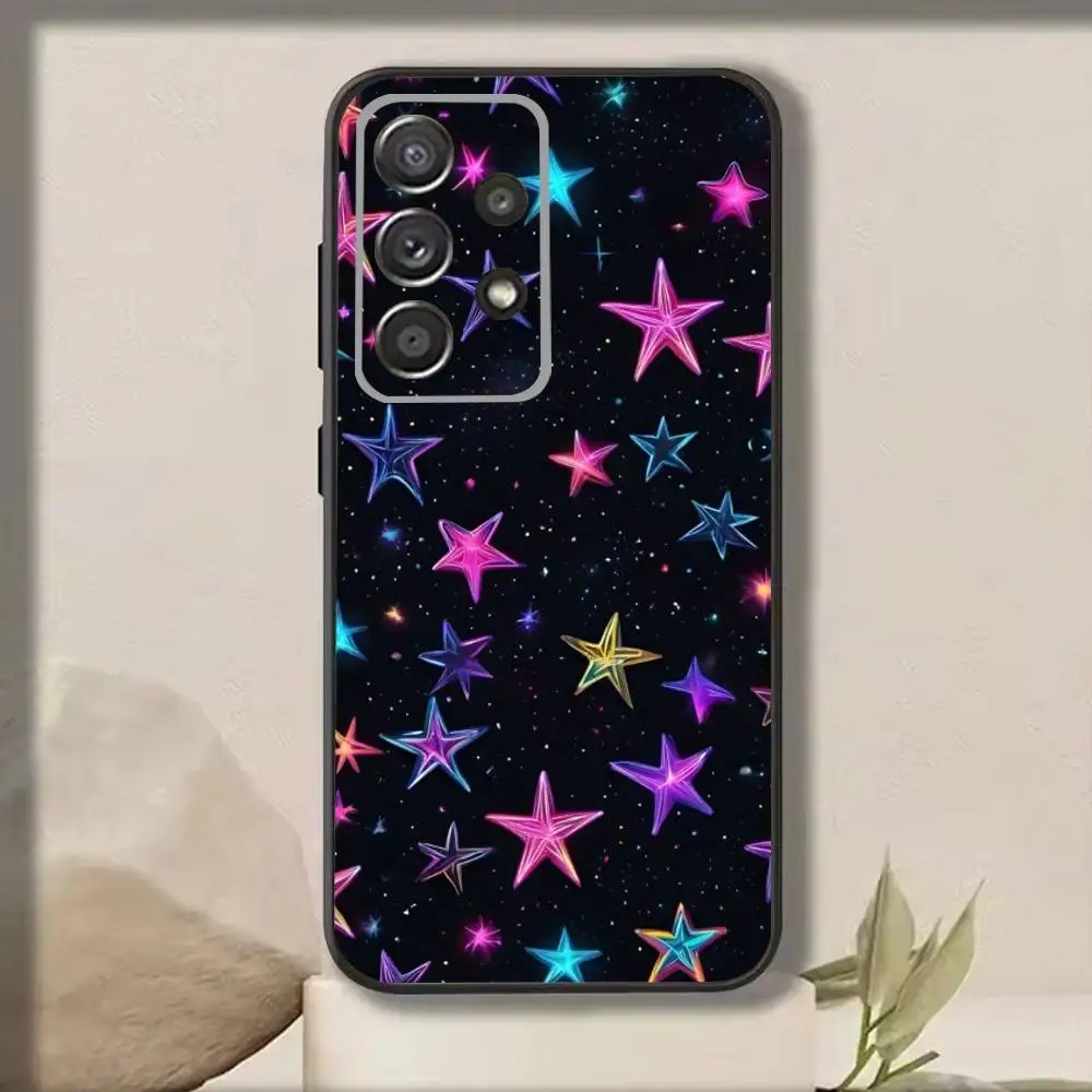 C-Colorful S-Star   Phone Case For Samsung S25,S24,S21,S22,S23,S30,Ultra,S20,Plus,Fe,Note,10,9,5G Black Cover