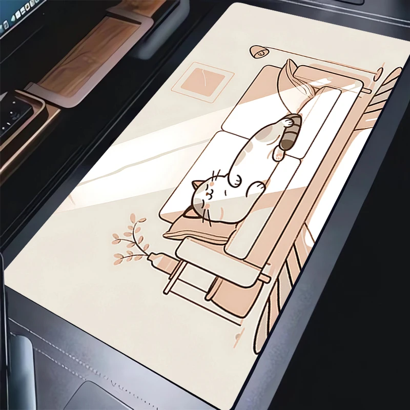 Custom Play Mat Game Mousepad Computer Pink Mouse Pad Non-Slip Natural Rubber Carpet Cute Amine Cat Pattern Desktop Keyboard Pad