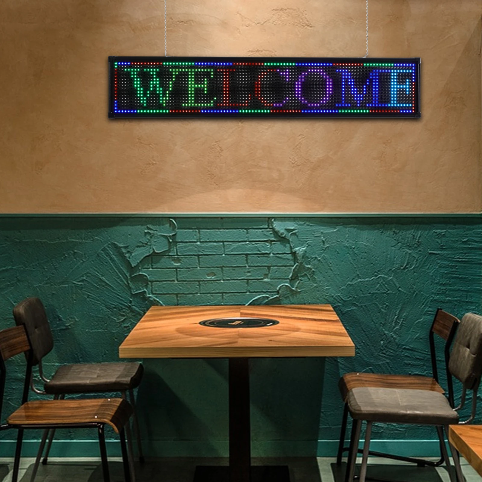 

7-Color LED Scrolling Sign Board, WiFi USB Control LED Billboard Advertising Display For Store Mall Restaurant Bar Parking Lot