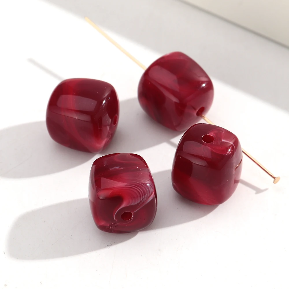 10 stks Marmer Kleur Acryl 16x17mm Vierkante Kubus Vorm Losse Spacer Kralen voor DIY Sieraden Armband Ketting Oorbellen Accessoires