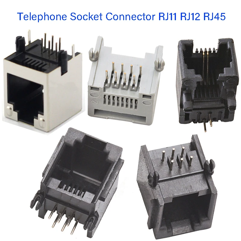 10PCS Telephone Socket Connector RJ11 RJ12 RJ45 Telephone Wifi Female Socket 2pin 4pin 6pin 8pin 4P4C 6P6C 6P4C 8P8C RJ45 Jack