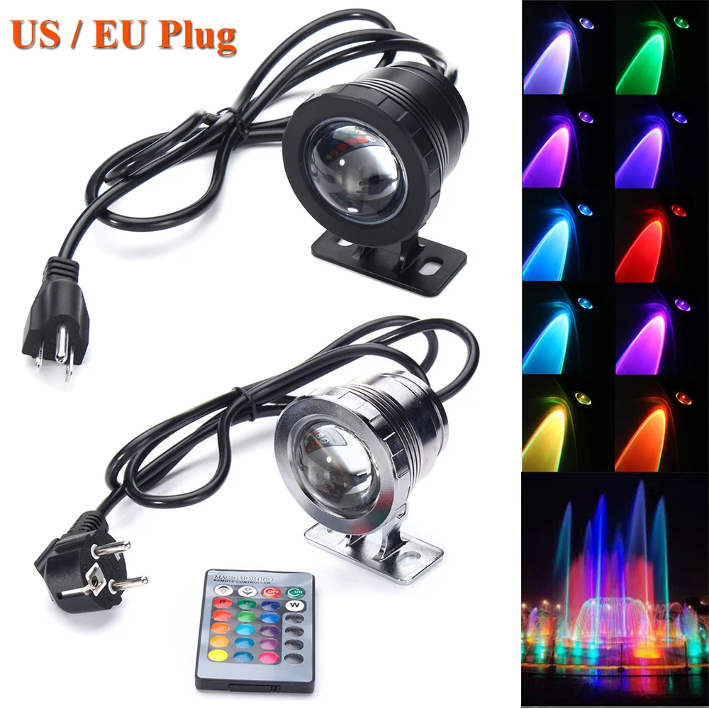 Pod wodą reflektor LED RGB żarówka AC 110V 220V DC 12V 15W 10W lampa krajobrazowa światło halogenowe ogrodowa basen z fontanną dekoracji