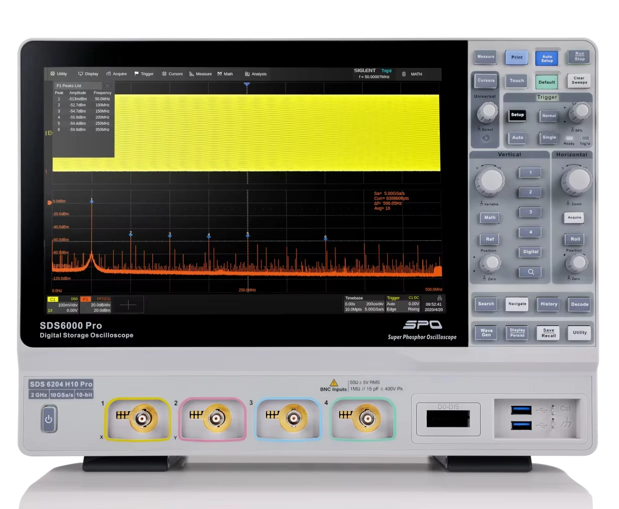 SDS6034 H10 Pro 350MHz High-Resolution Digital Oscilloscope 2 GHz 4 Channels