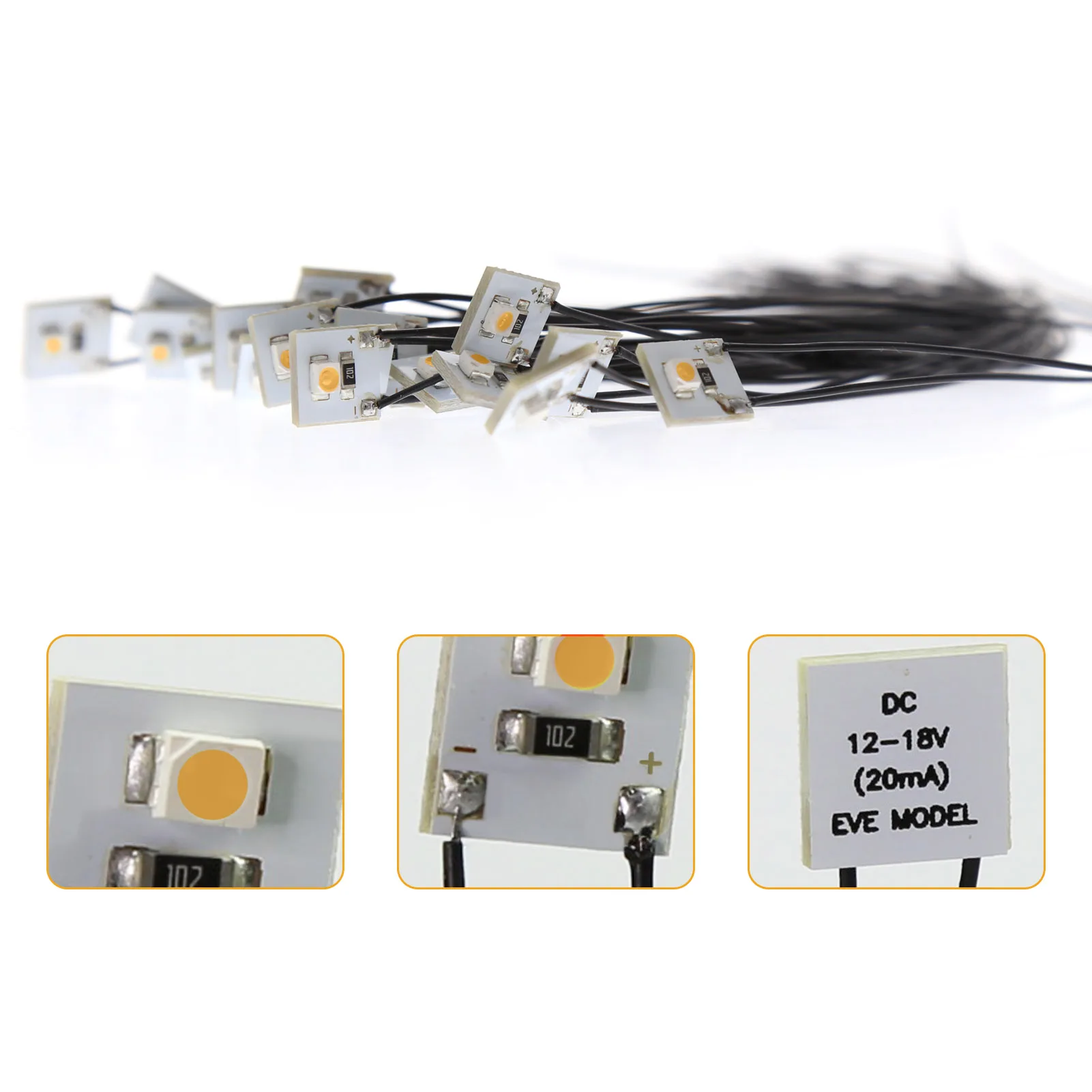 Evemodel DD00WM 20pcs/40pcs Pre Wired WARM White SMD LED 3528 Light Set 12V