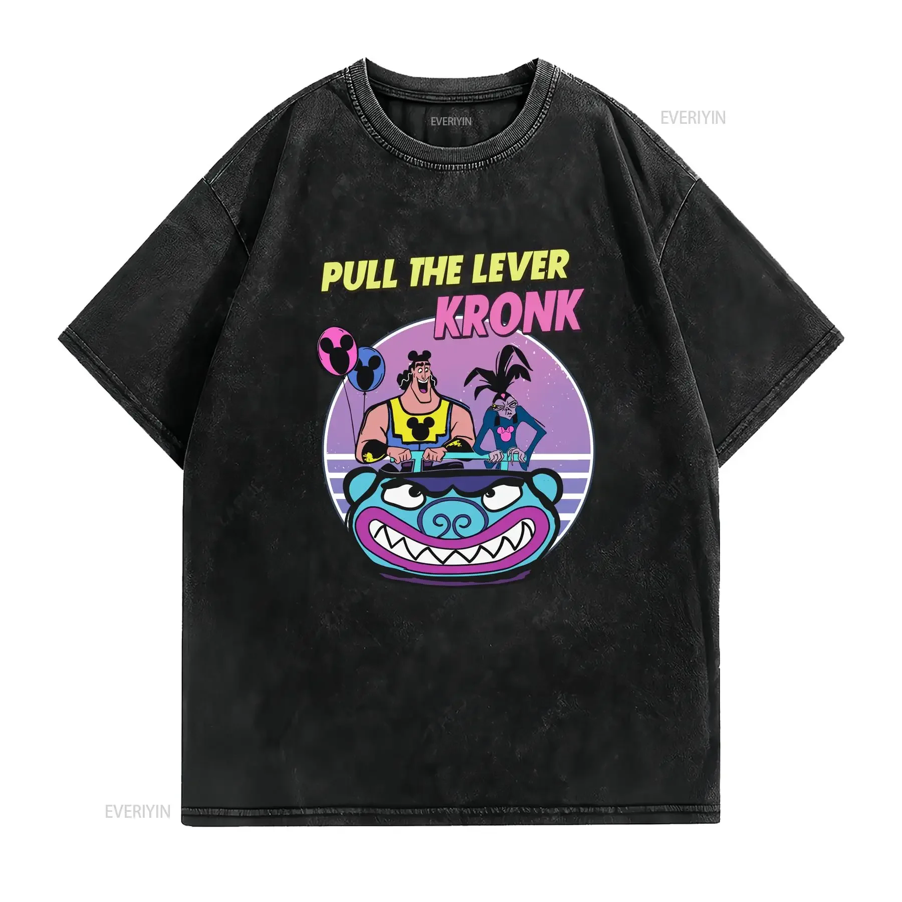 Retro 90s Yzma And Kronk Pull The T shirt K648 vintage Washed designer clothes graphic fashion Stretched Comfortable streetwear