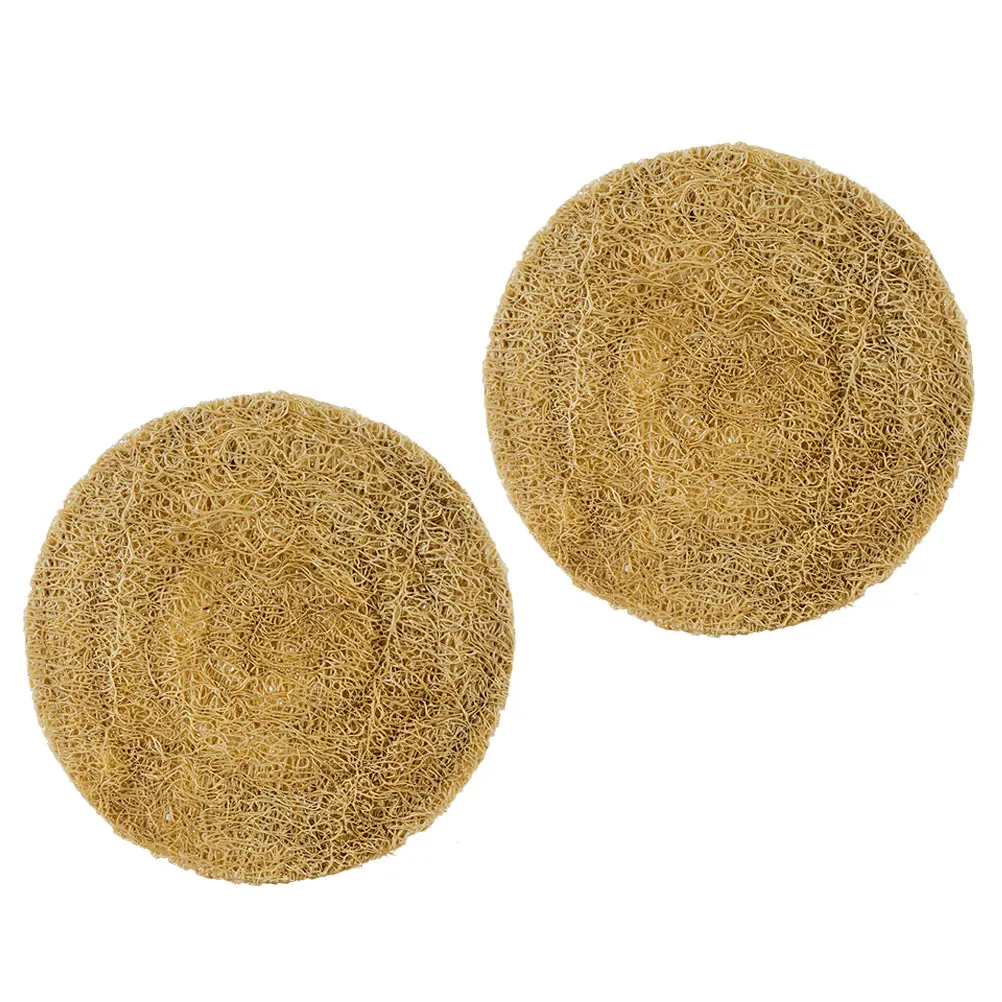 

2pcs Reusable Drink Round Cup Mats Natural Loofah Coasters Non- Cushions Heat Resistant Table Desk Home Office