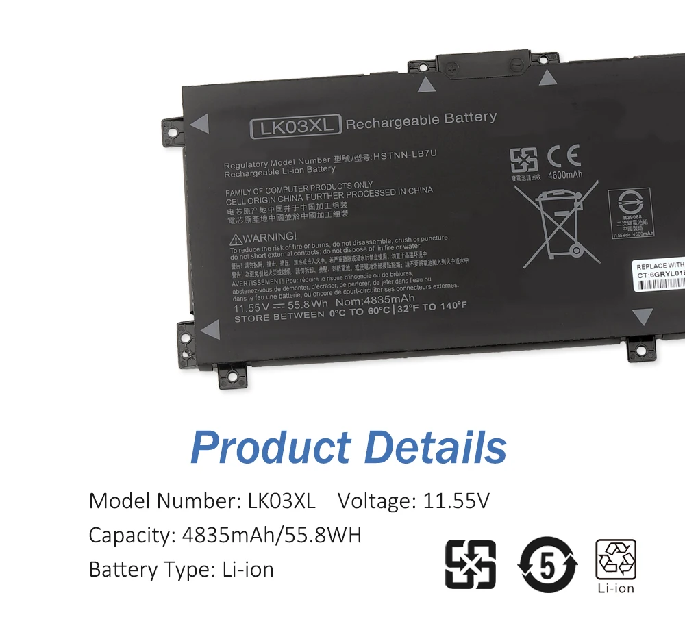 Etesbay HSTNN-LB7U LK03XL HSTNN-UB7O แบตเตอรี่แล็ปท็อปสำหรับ HP อิจฉา15-bp101nc ชุด15-BP002TX 17-AE143NG 55.8Wh 17M-AE011DX