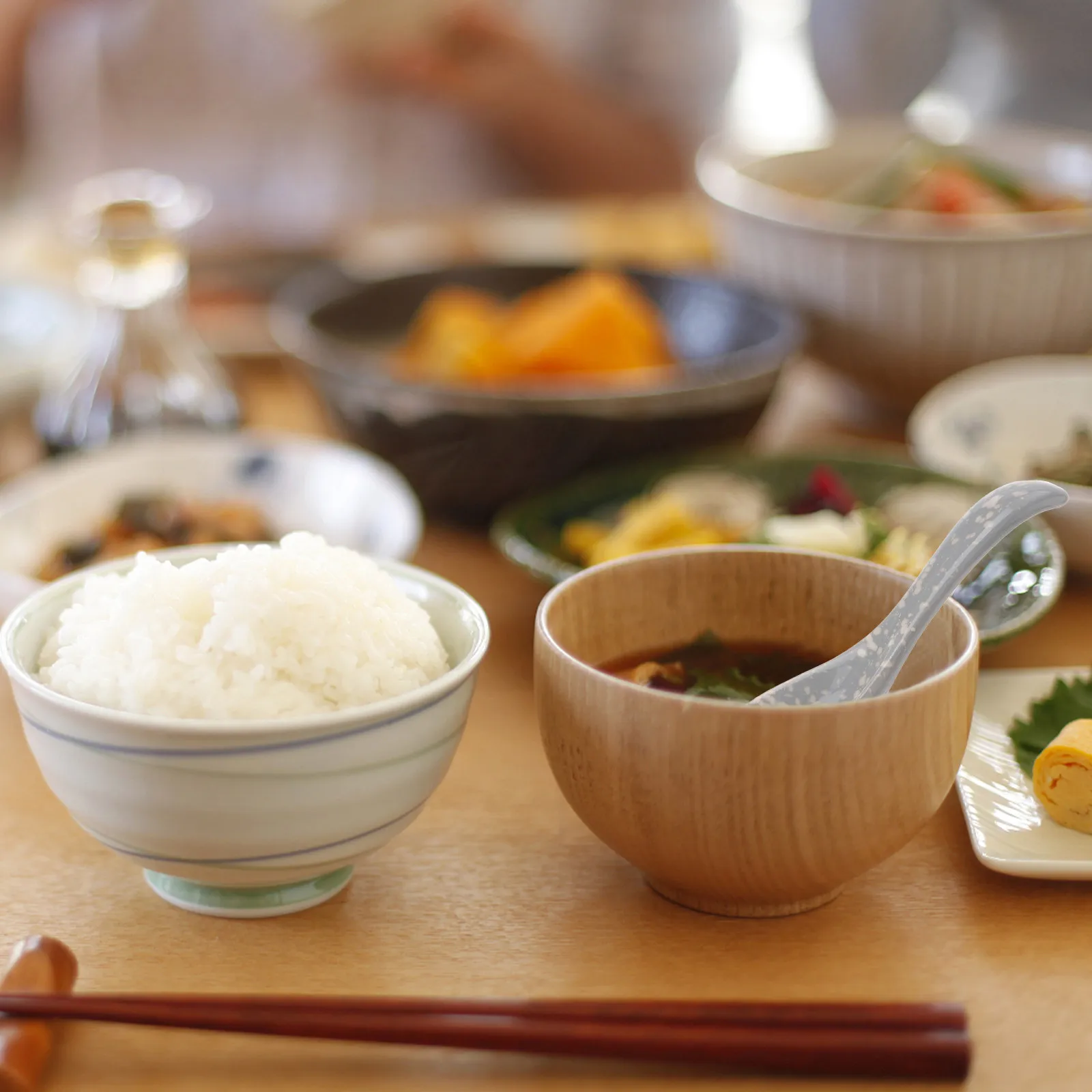 4Pcs Japanese Style Ceramic Soup Spoons Rice Spoons Multifunctional Home Tableware Comfortable Handle Set Home Spoon
