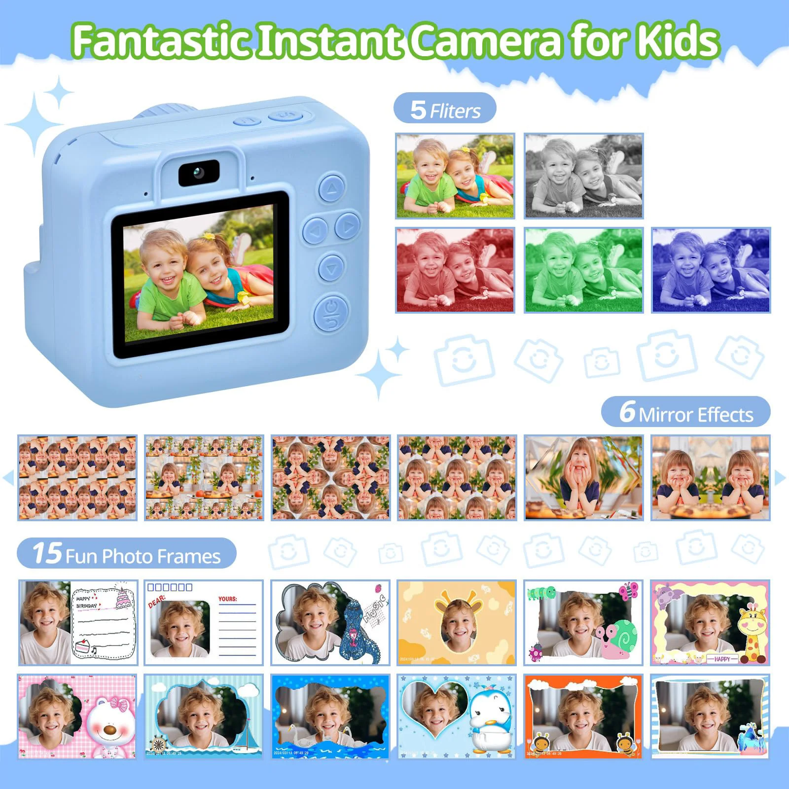 Appareil Photo numérique à impression instantanée pour enfants, jouets pour tout-petits, 1080P, 2.4 pouces, impression thermique, jeux Photo, cadeaux pour garçons et filles