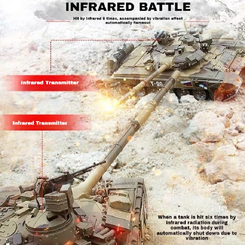 Henglong RC Tank 3938 Russische T90 Hoofdstation Tank 1:16 Metalen Gevolgd Militaire Elektrische Model Bullet Schieten Speelgoed Kinderen Gift