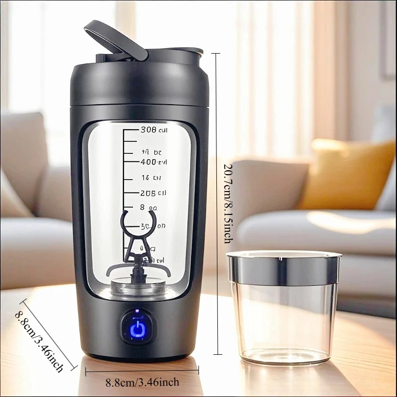 650ml Electric Protein Shaker Cup with Powder Storage Container Mixer Cup Gym Sport Water Bottles with Wire Whisk Ball Drinkware