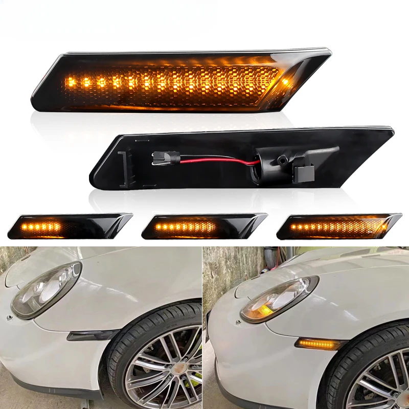 For Porsche Boxster 911 cayman 987 2005-2013 LED front bumper Lights side light running water turn signal lamp Car Accessories