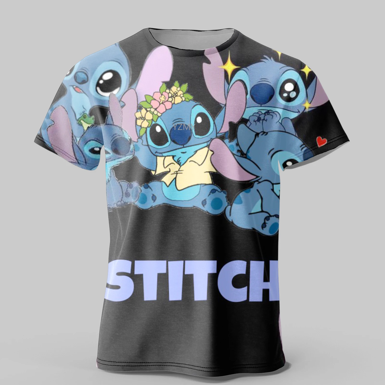 2024 Sommer Disney Lilo Stich 3D-Druck Kind T-Shirt Kinder Cartoon Filme T-Shirts lässig Jungen Mädchen Streetwear