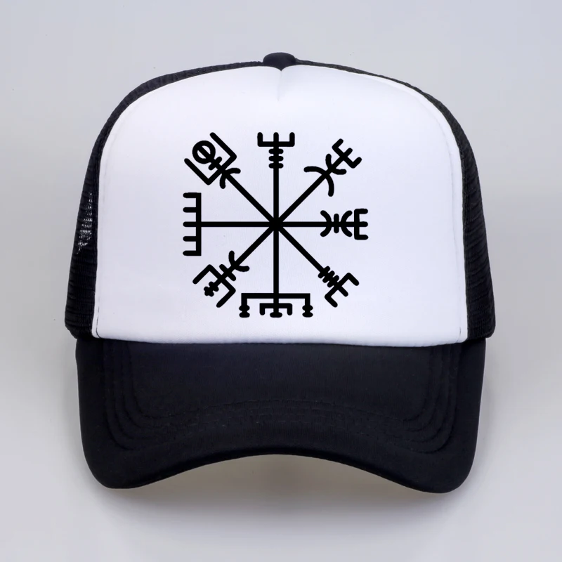

Summer Men Women Fashion VEGVISIR Old Norse Runes Hat Men Print Letters Viking Rune Circle With Odin'S baseball cap Hats