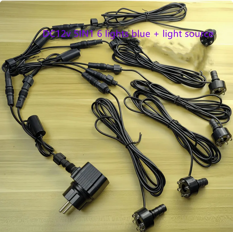 أضواء تحت الماء حوض السمك شلال أضواء ليلية DC12V 6 LED حديقة الأضواء مصباح حمام سباحة نوافير بركة #1