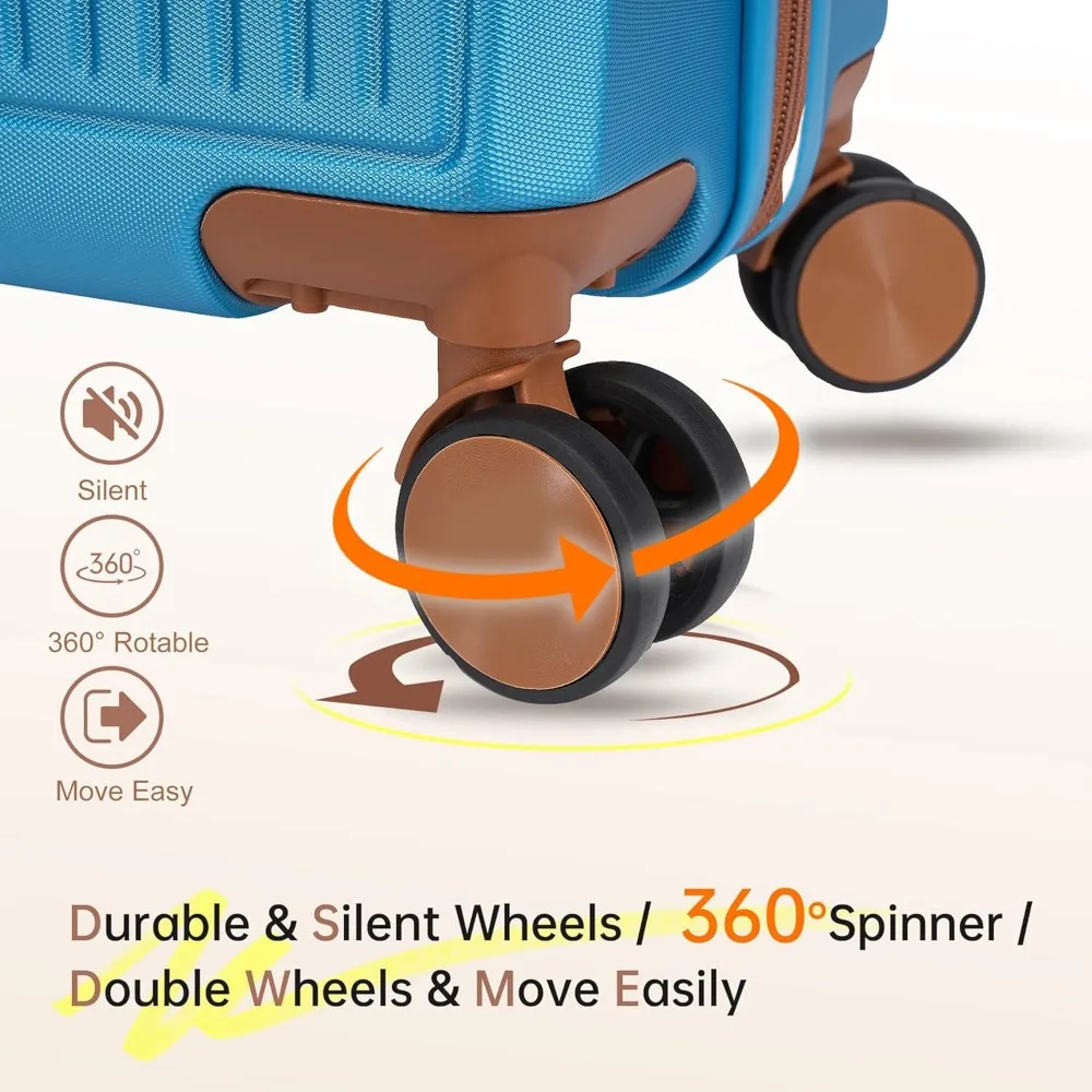 Spinner Wheels Carry-On Luggage, 22x14x9 Inch Airline Approved, Compact Hardside Suitcase with TSA Lock, Hard Shell Design, Trav