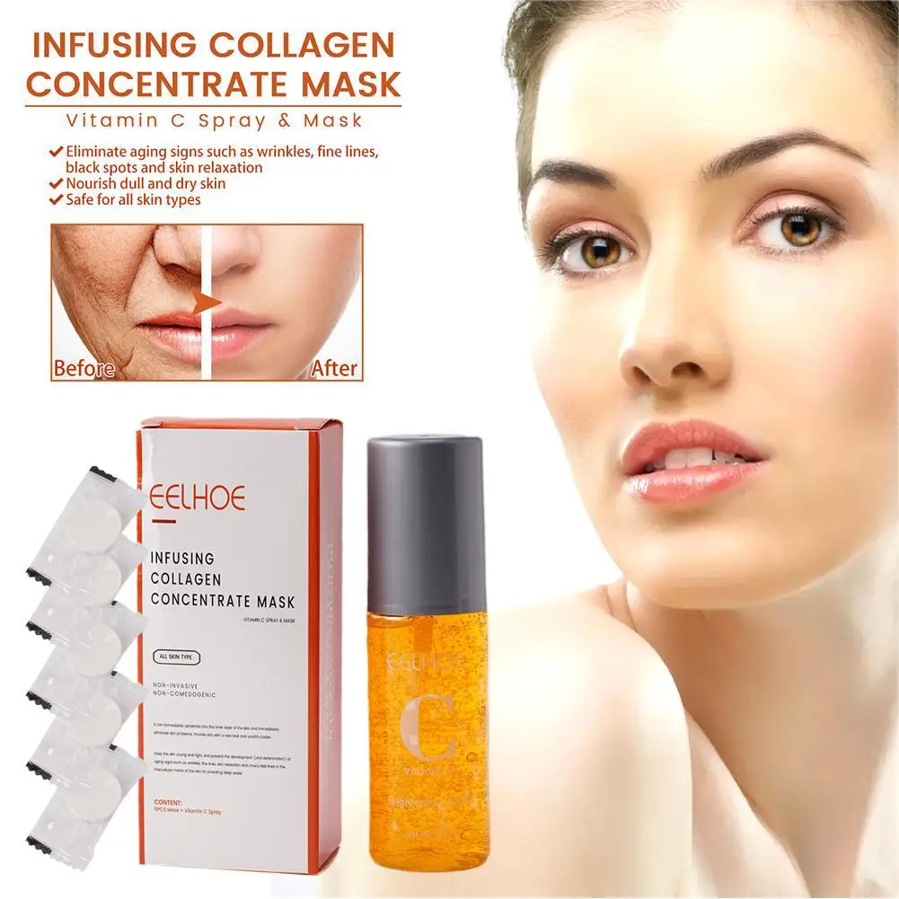 

Collagen Film & Mist Kit Facial Skin Care Suit Vitamin P5V9 Highprime Care C Soluble Eyes Mask Collagen Women Anti-Aging Wh U4I5