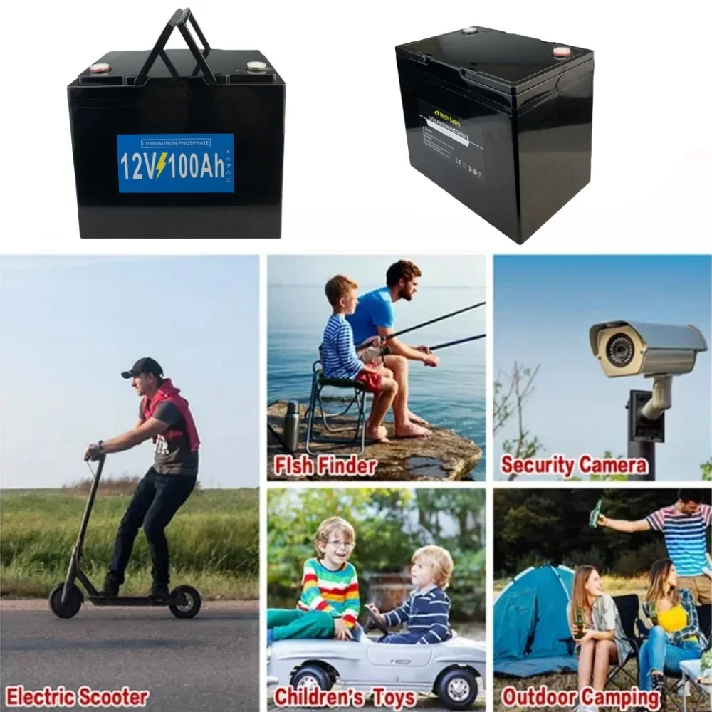 12V100AH LiFePO4 battery pack with 100A BMS for 1200W Boats Solar energy storage golf carts RV inverter