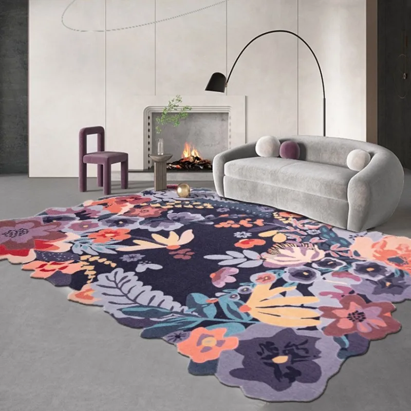 

Luxury Vintage Floral Area Rug Nordic Home Decoration Modern Style Floor Mat In Polyamide Fibre Carpet Decoration Villa Rug