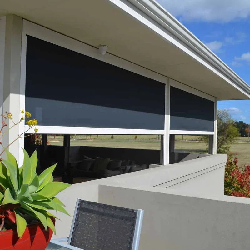 2026 Outdoor Waterproof Smart Motorized Large Pull Down Blackout clear Zip Roller Blinds