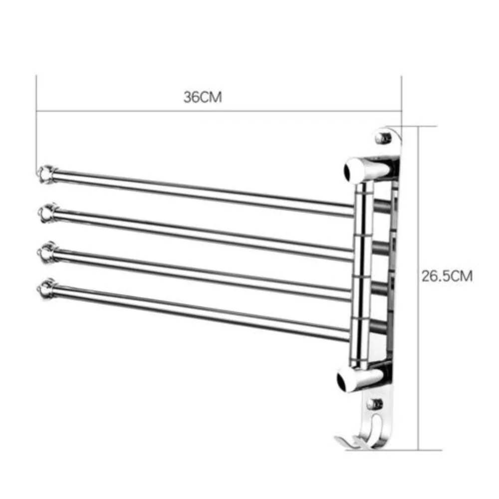 Portable Light Towel Holder,anti-rust 304 Stainless Steel Bathroom Bath Rack Rail Hanger Shelf,four-bar with Double Hook Silver